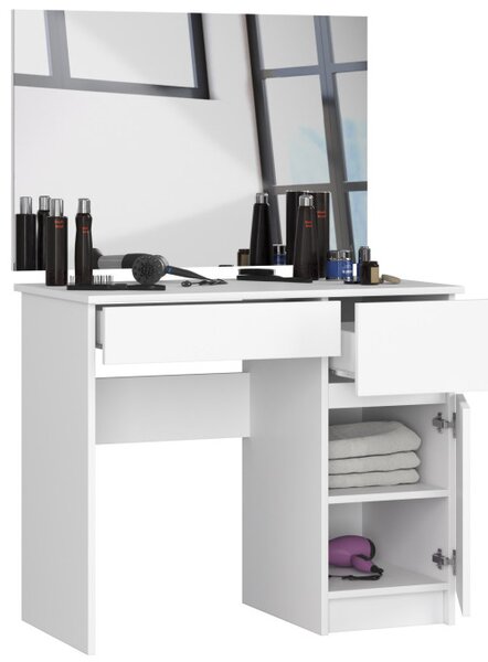 Toaletný stolík so zrkadlom CLP P-2/SL 900x600 pravý, biely