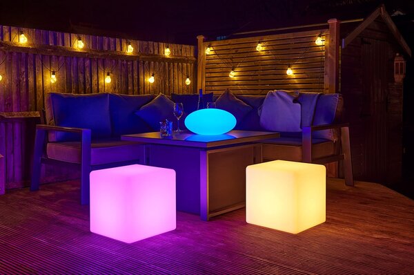 ACA Lighting Solárna a vodotesná LED kocka RGB+W 40 cm, diaľkové ovládanie