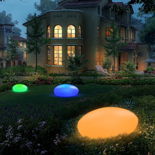 ACA Lighting Solárny a vodotesný LED kameň RGB+W 26x20x14 cm, diaľkové ovládanie