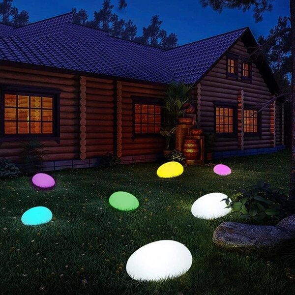 ACA Lighting Solárny a vodotesný LED kameň RGB+W 26x20x14 cm, diaľkové ovládanie