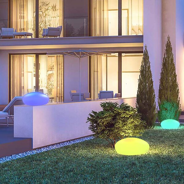 ACA Lighting Solárny a vodotesný LED kameň RGB+W 26x20x14 cm, diaľkové ovládanie