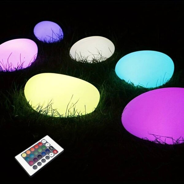 ACA Lighting Solárny a vodotesný LED kameň RGB+W 26x20x14 cm, diaľkové ovládanie