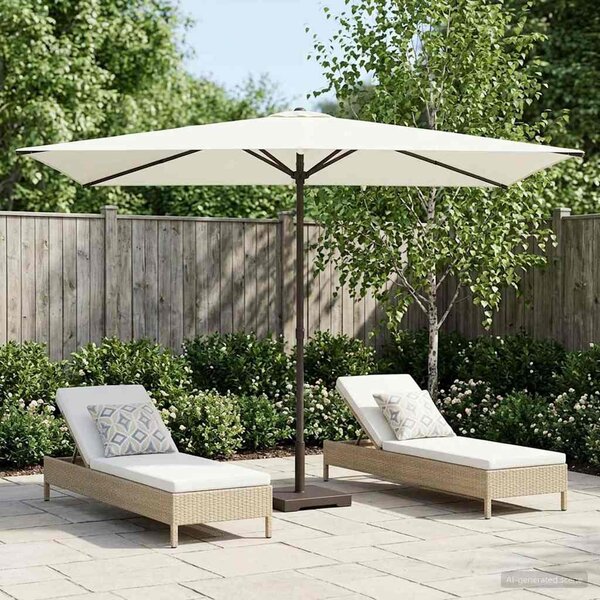 Maison Exclusive – záhradný slnečník, 200 x 300 cm, polyester, obdĺžnikový tvar, krémová farba