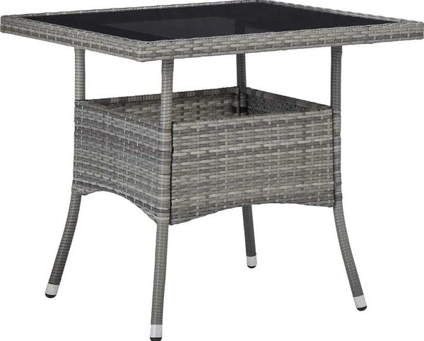 Maison Exclusive – Vonkajší jedálenský stôl, sivý, vyrobený z polyratanu a skla