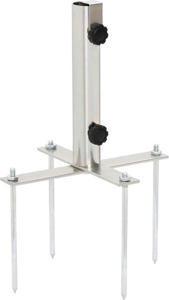 Stojan na slnečník – exkluzívny model s hrotmi na zapichnutie do zeme, určený pre slnečníky s priemerom 32-38 mm, vyrobený zo striebornej ocele