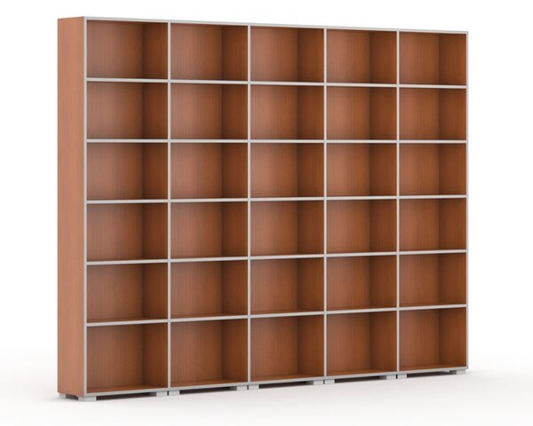 Knižnica SILVER LINE, 5 stĺpcov, 2230 x 3000 x 400 mm, čerešňa
