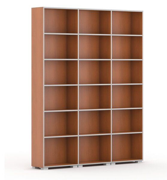 Knižnica SILVER LINE, 3 stĺpce, 2230 x 1800 x 400 mm, čerešňa