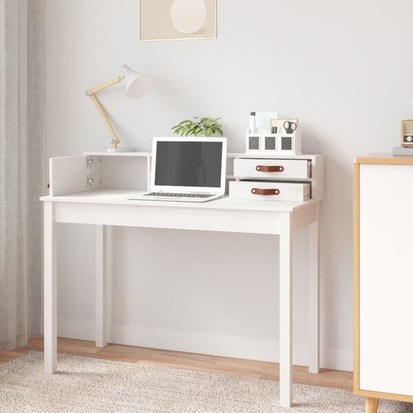 Maison Exclusive – písací stôl, biela farba, 110 x 50 x 93 cm, masívna borovicové drevo