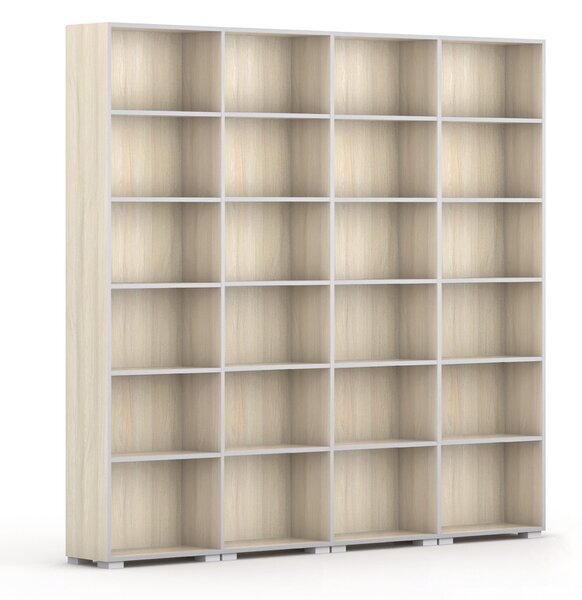 Knižnica SILVER LINE, 4 stĺpce, 2230 x 2400 x 400 mm, dub prírodný