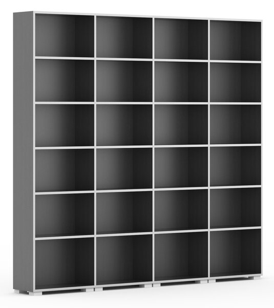 Knižnica SILVER LINE, 4 stĺpce, 2230 x 2400 x 400 mm, grafit
