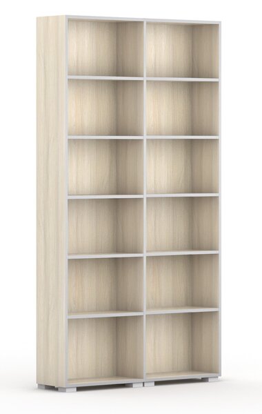 Knižnica SILVER LINE, 2 stĺpce, 2230 x 1200 x 400 mm, dub prírodný