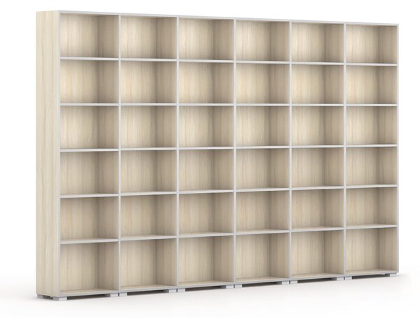 Knižnica SILVER LINE, 6 stĺpcov, 2230 x 3600 x 400 mm, dub prírodný