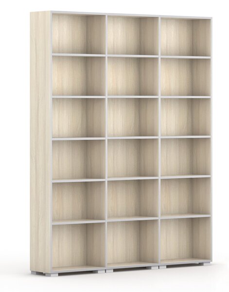 Knižnica SILVER LINE, 3 stĺpce, 2230 x 1800 x 400 mm, dub prírodný