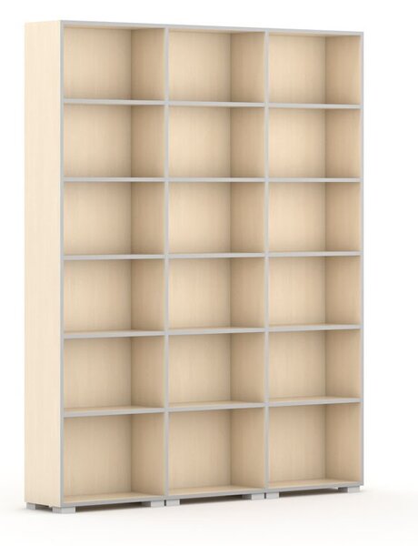 Knižnica SILVER LINE, 3 stĺpce, 2230 x 1800 x 400 mm, breza
