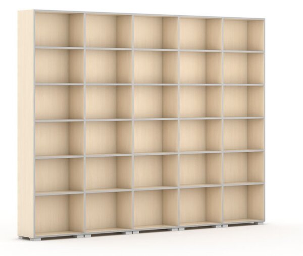 Knižnica SILVER LINE, 5 stĺpcov, 2230 x 3000 x 400 mm, breza