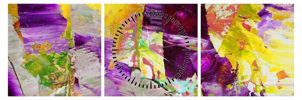 Obraz abstrakcie - maľba (s hodinami) (90x30 cm)