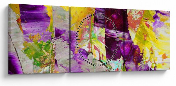 Obraz abstrakcie - maľba (s hodinami) (90x30 cm)