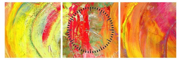Obraz abstrakcie - maľba (s hodinami) (90x30 cm)