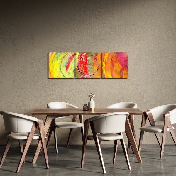 Obraz abstrakcie - maľba (s hodinami) (90x30 cm)