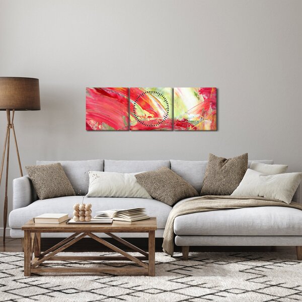 Obraz abstrakcie - maľba (s hodinami) (90x30 cm)