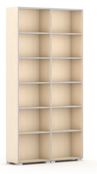 Knižnica SILVER LINE, 2 stĺpce, 2230 x 1200 x 400 mm, breza