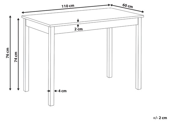 Jedálenský stôl svetlý dub MDF borovicové drevo 110 x 60 cm biele drevené nohy škandinávsky štýl kuchynský stôl