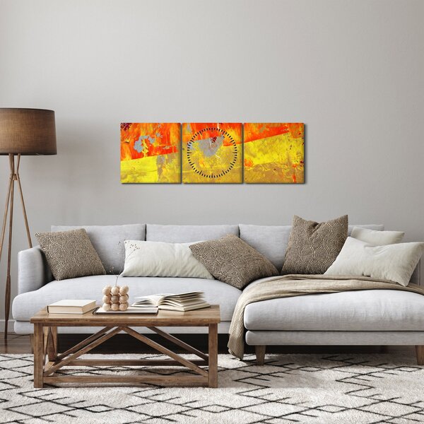 Obraz abstrakcie - maľba (s hodinami) (90x30 cm)