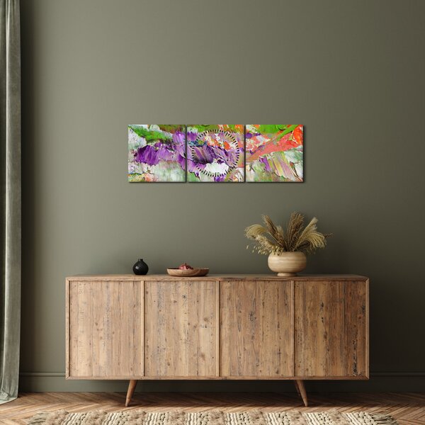 Obraz abstrakcie - maľba (s hodinami) (90x30 cm)