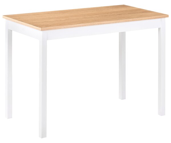 Jedálenský stôl svetlý dub MDF borovicové drevo 110 x 60 cm biele drevené nohy škandinávsky štýl kuchynský stôl