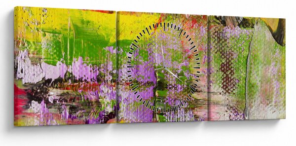 Obraz abstrakcie - maľba (s hodinami) (90x30 cm)