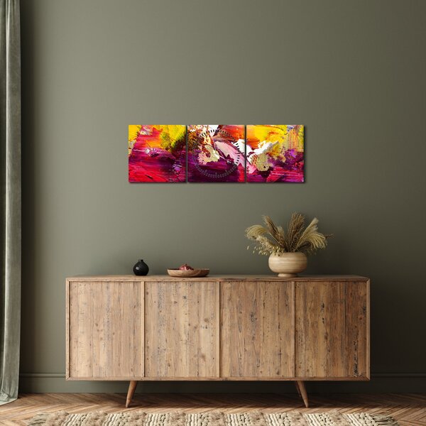 Obraz abstrakcie - maľba (s hodinami) (90x30 cm)