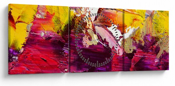 Obraz abstrakcie - maľba (s hodinami) (90x30 cm)