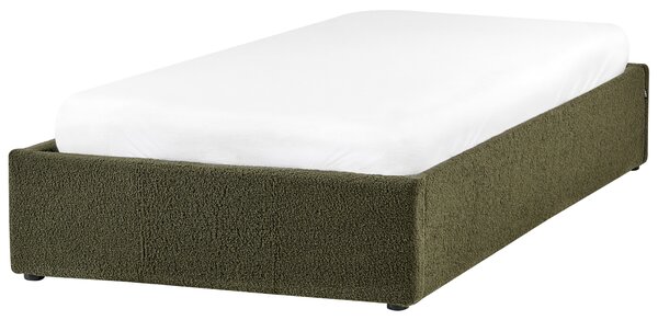 Posteľ s úložným priestorom tmavozelená buklé 90 x 200 cm čalúnený rám postele s roštom moderný dizajn