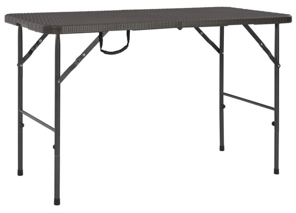 Maison Exclusive – Skladací záhradný stôl, hnedý, 120x60x74 cm, materiál HDPE, vzhľad ratanu