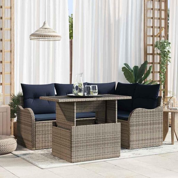 Maison Exclusive – Súprava vonkajších stolov a stoličiek, 5 kusov, sivá, umelý ratan