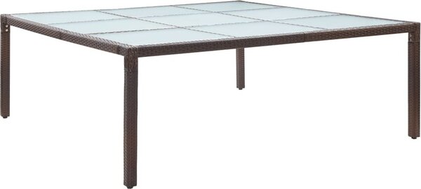 Maison Exclusive – Záhradný jedálenský stôl, hnedý, 200×200×74 cm, umelý ratan
