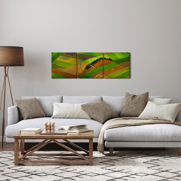 Obraz - Polia, lúky (s hodinami) (90x30 cm)