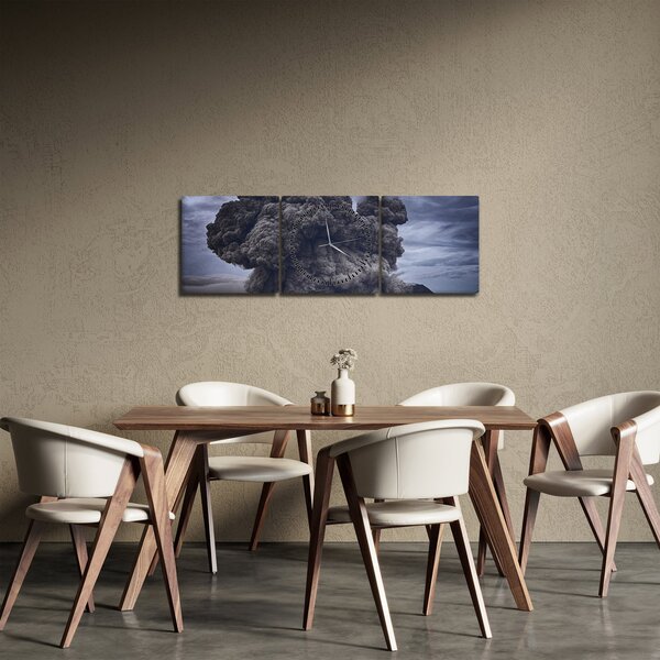 Obraz - Sopečná erupcia (s hodinami) (90x30 cm)