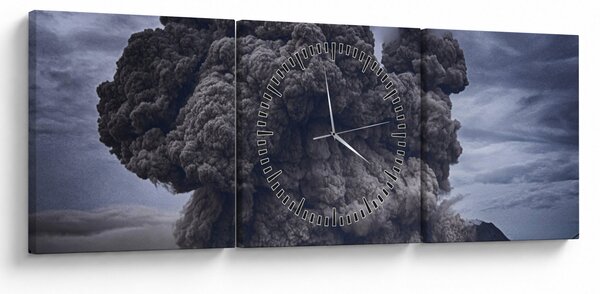 Obraz - Sopečná erupcia (s hodinami) (90x30 cm)