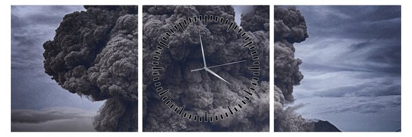 Obraz - Sopečná erupcia (s hodinami) (90x30 cm)