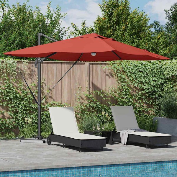 Maison Exclusive – Slnečník s LED osvetlením, terakótová farba, rozmer 351 x 250 x 253 cm