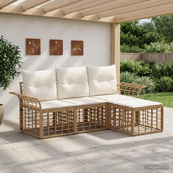 Maison Exclusive – Vonkajšia sedacia súprava, 4 kusy. Prírodný, krémovo biely polyester