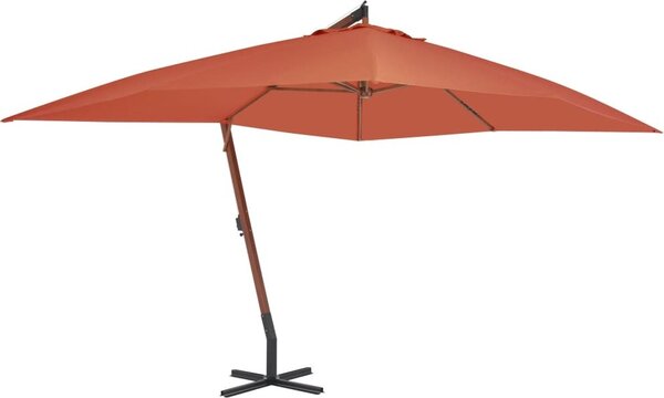 Maison Exclusive – Slnečník s dreveným nosníkom, 400 x 300 cm, farba terakota