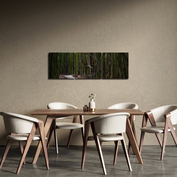 Obraz - Medzi bambusy (s hodinami) (90x30 cm)