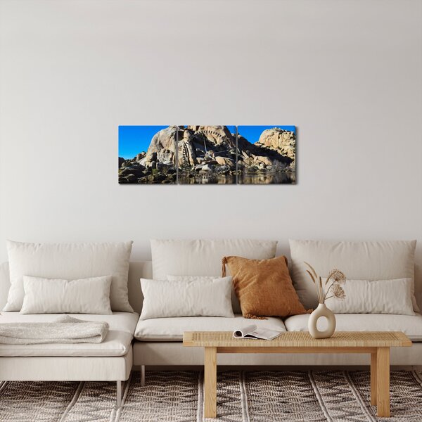 Obraz zrkadlenie skál (s hodinami) (90x30 cm)