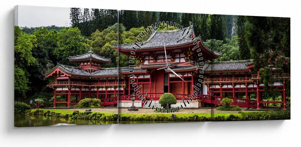 Obraz - Budhistický kláštor (s hodinami) (90x30 cm)