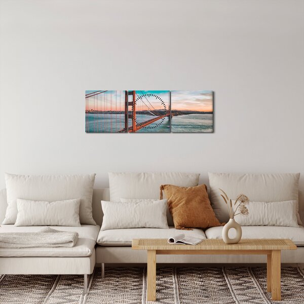 Obraz- Golden Gate, San Francisco (s hodinami) (90x30 cm)