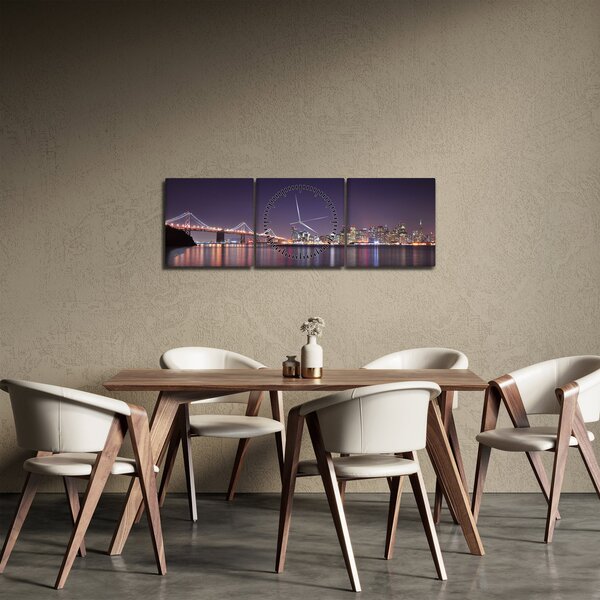 Obraz pohľadu na San Francisco, California (s hodinami) (90x30 cm)
