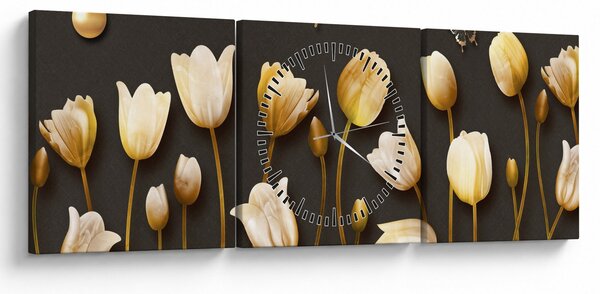 Obraz - Tulipány - abstraktné (s hodinami) (90x30 cm)