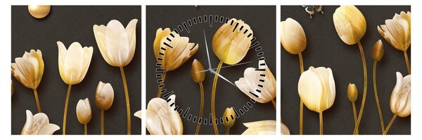 Obraz - Tulipány - abstraktné (s hodinami) (90x30 cm)